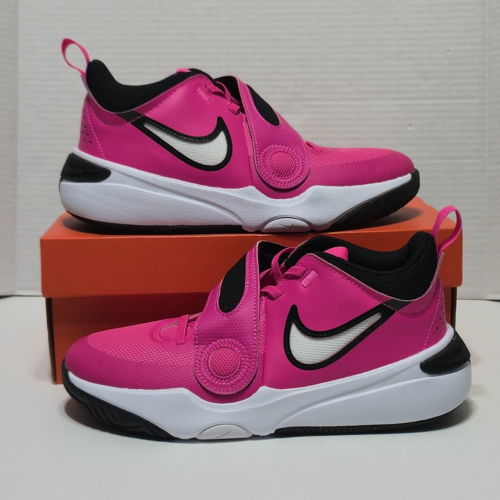 Nike Team Hustle D 11 Fierce Pink Kids Basketball Shoes Size 6.5Y DV8996-601 NEW
